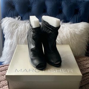Marc Fisher Black Leather Ankle Boots